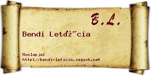 Bendi Letícia névjegykártya